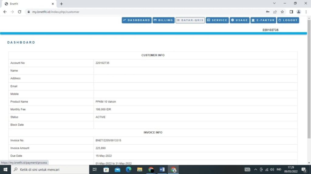 Bayar Bnefit melalui dompet digital