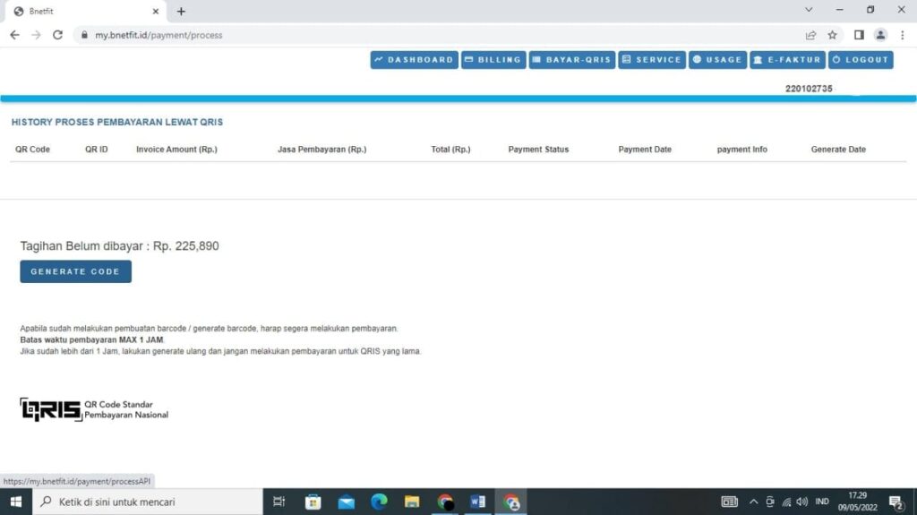 Bayar Bnefit melalui dompet digital