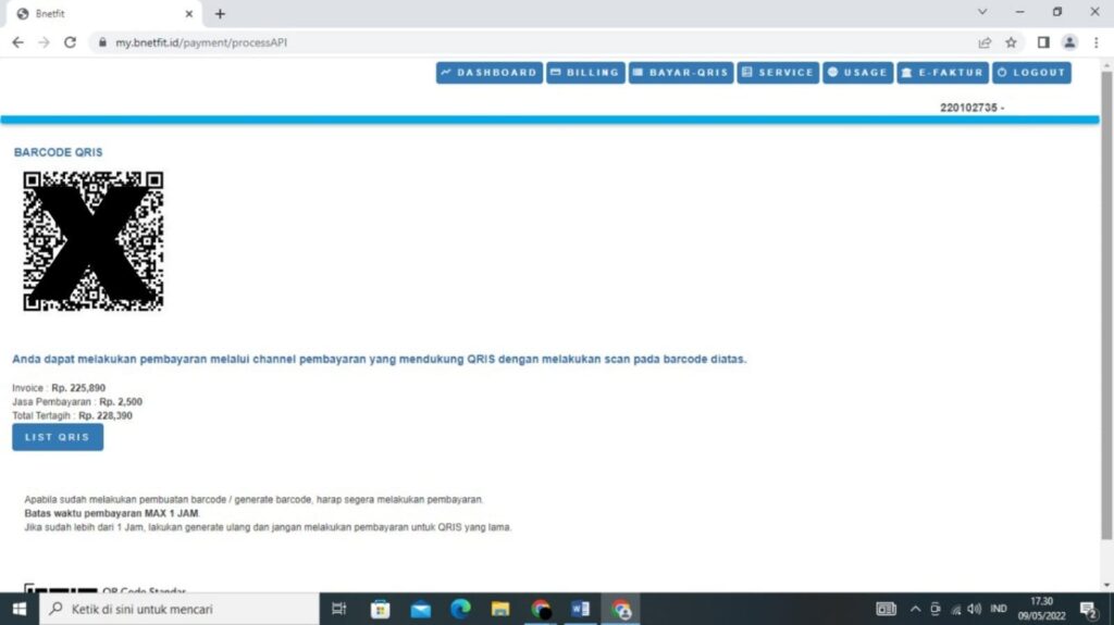Bayar Bnefit melalui dompet digital